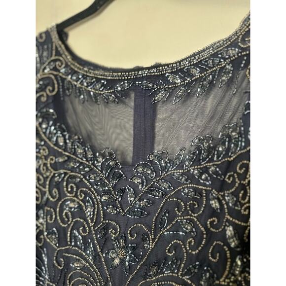 PISARRO NIGHTS Womens Size 14 Navy Bateau Neck Floor Length Jumpsuit Formal - Picture 4 of 12